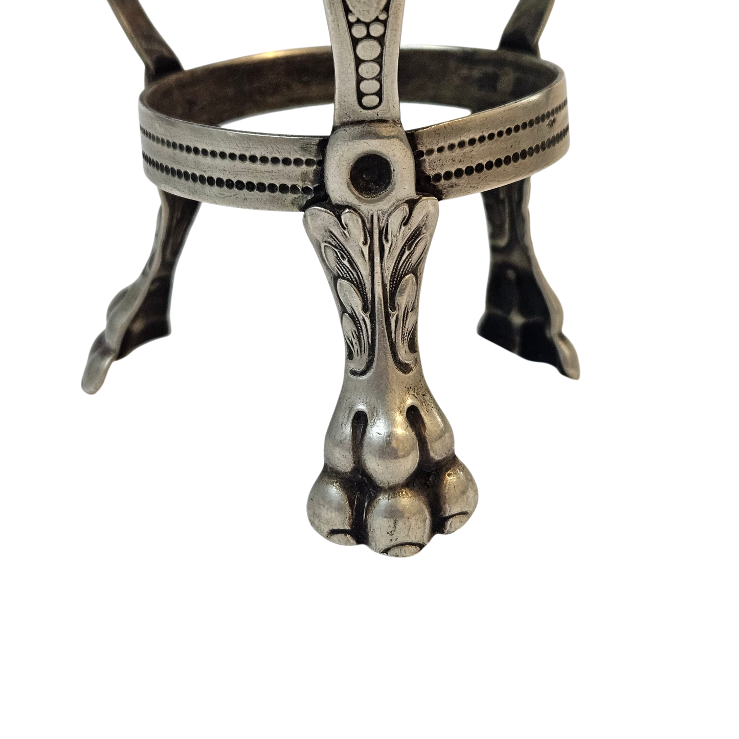 Antiguo posa mate en Metal Blanco sellado "Corneta"