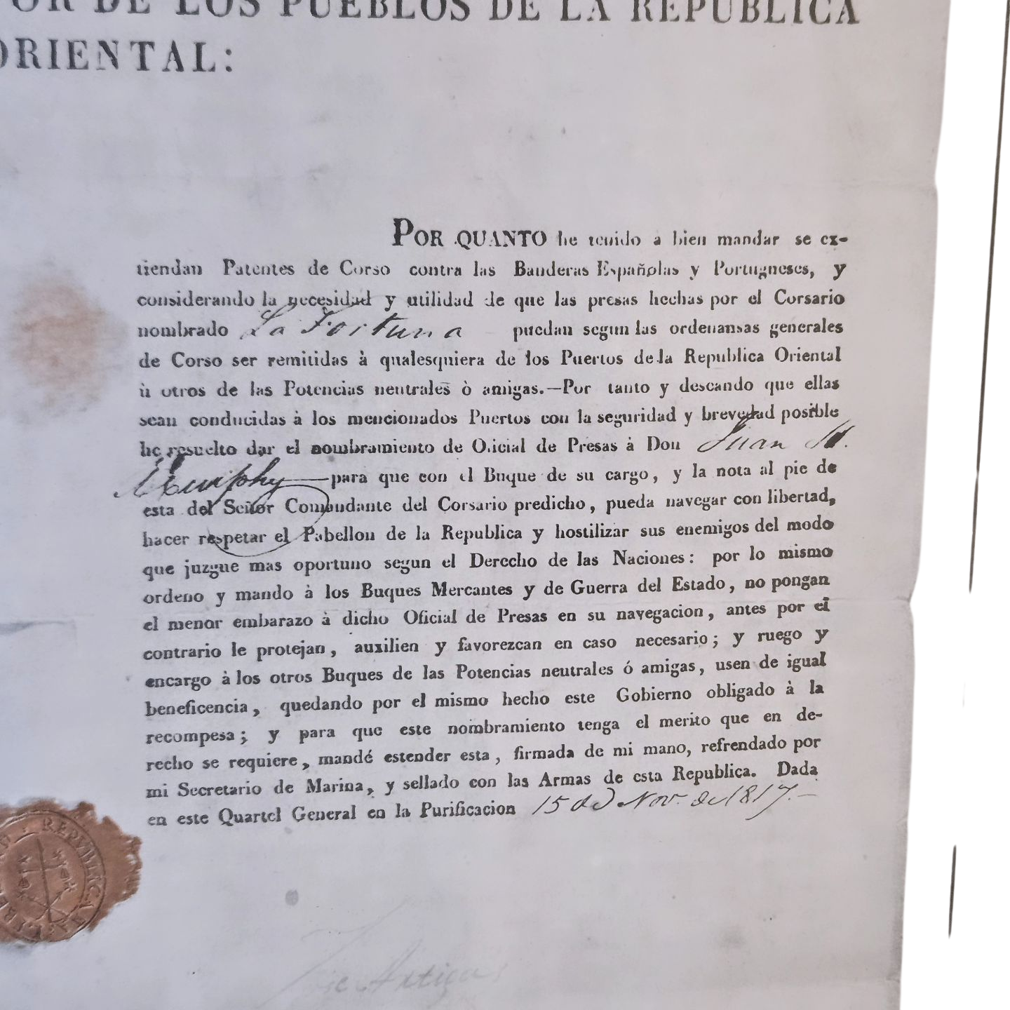 Patente de Corso - Artigas