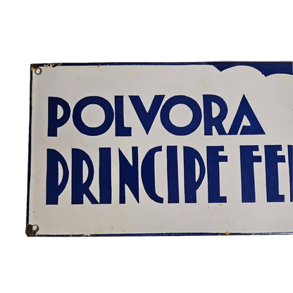 Antigua Chapa esmaltada de Polvora Principe Fernando