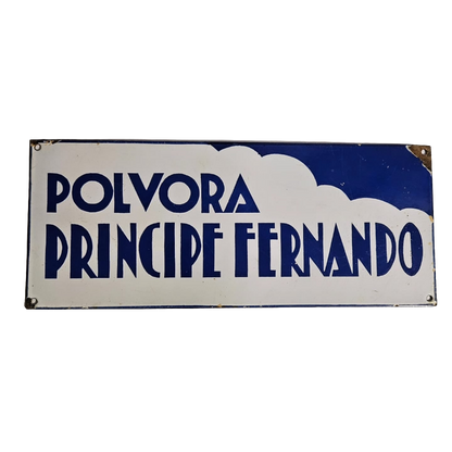 Antigua Chapa esmaltada de Polvora Principe Fernando