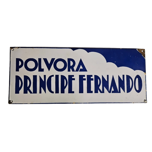 Antigua Chapa esmaltada de Polvora Principe Fernando