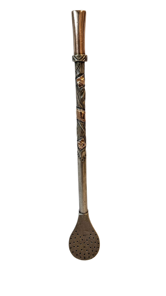 Bombilla de plata y oro recta 20cm