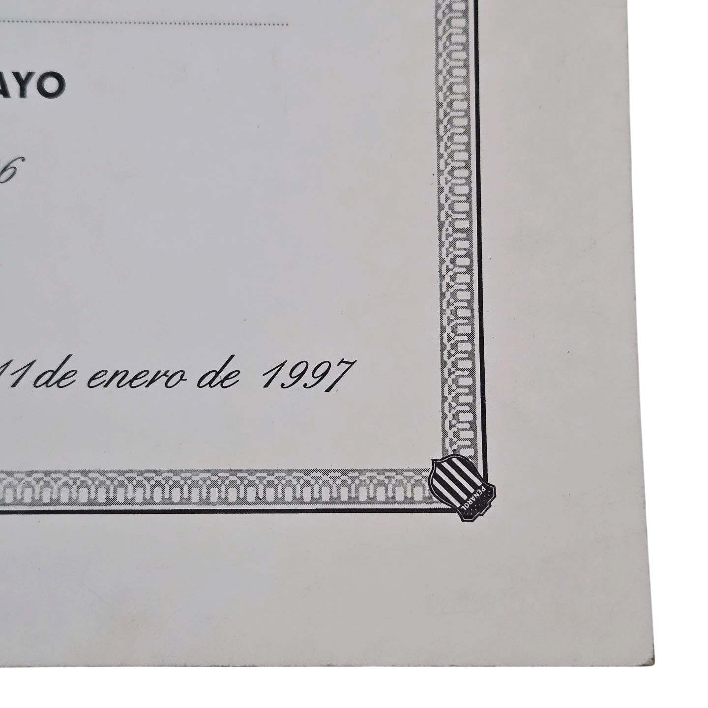 Diploma Tetracampeonato histórico de Peñarol (1993-1996)